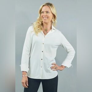 NWT CK Bradley white Tenley long sleeve button down shirt sz sm